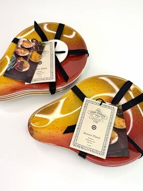 John Derian Yellow Pear Set of 8 Melamine Dessert Appetizer Serving Plates
